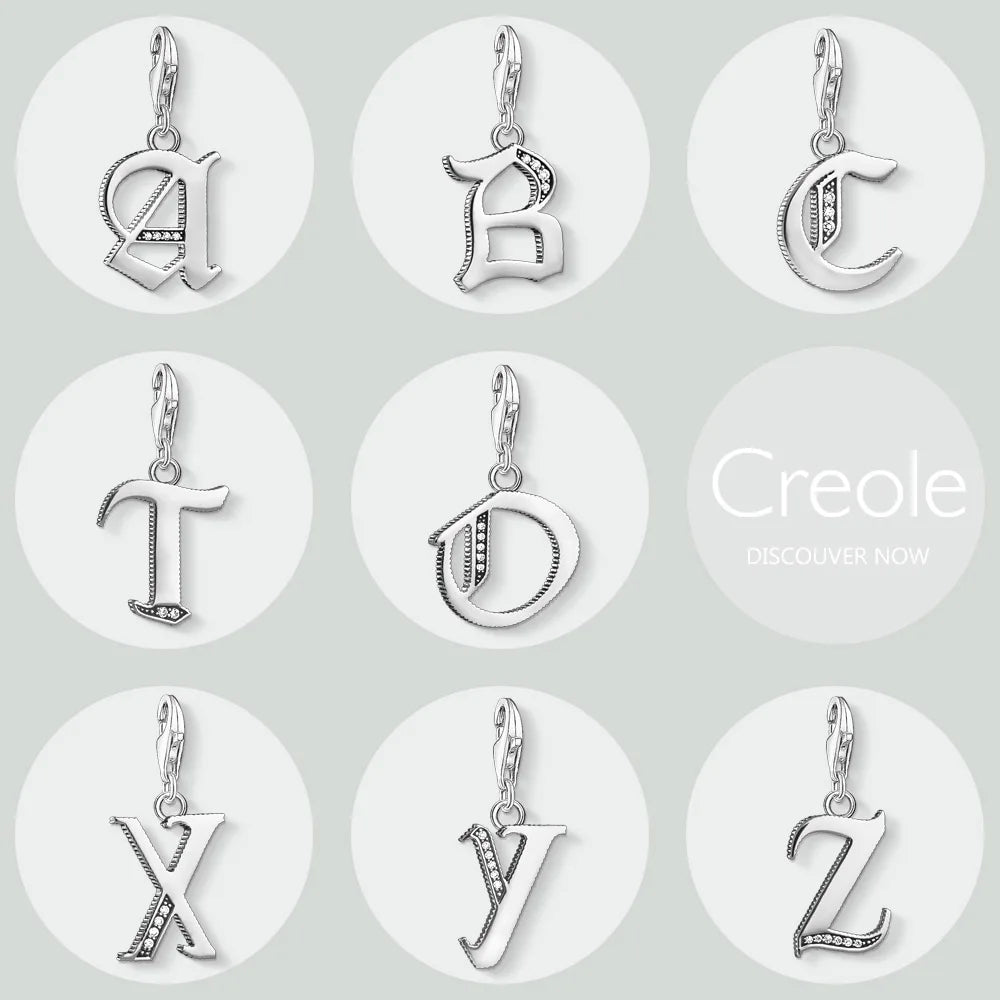 Alphabet Letters a B C D E F G H I J K L M N O P Q R S T U V W X Y Z Charm Pendant,2019 New Fashion Jewelry 925 Sterling Silver