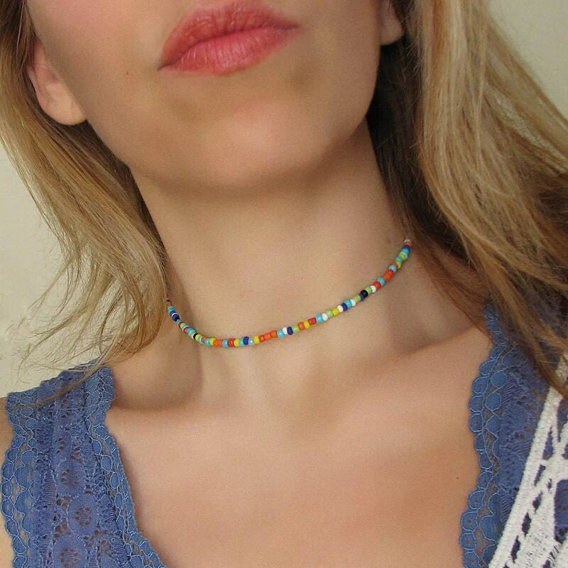 Bohemia Colourful Beaded Choker Necklace Women Girls Jewellery Gift UK