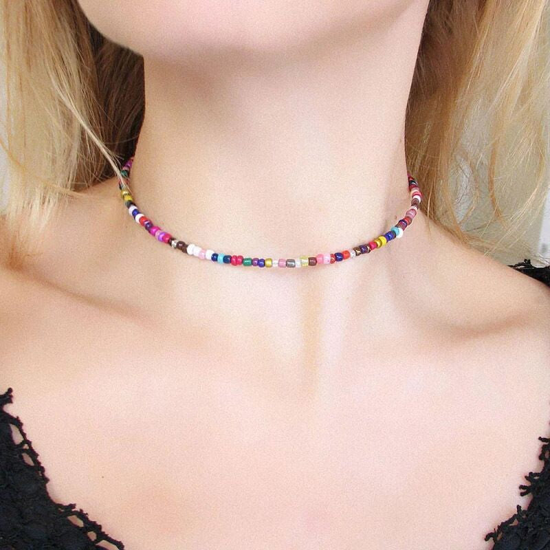 Bohemia Colourful Beaded Choker Necklace Women Girls Jewellery Gift UK