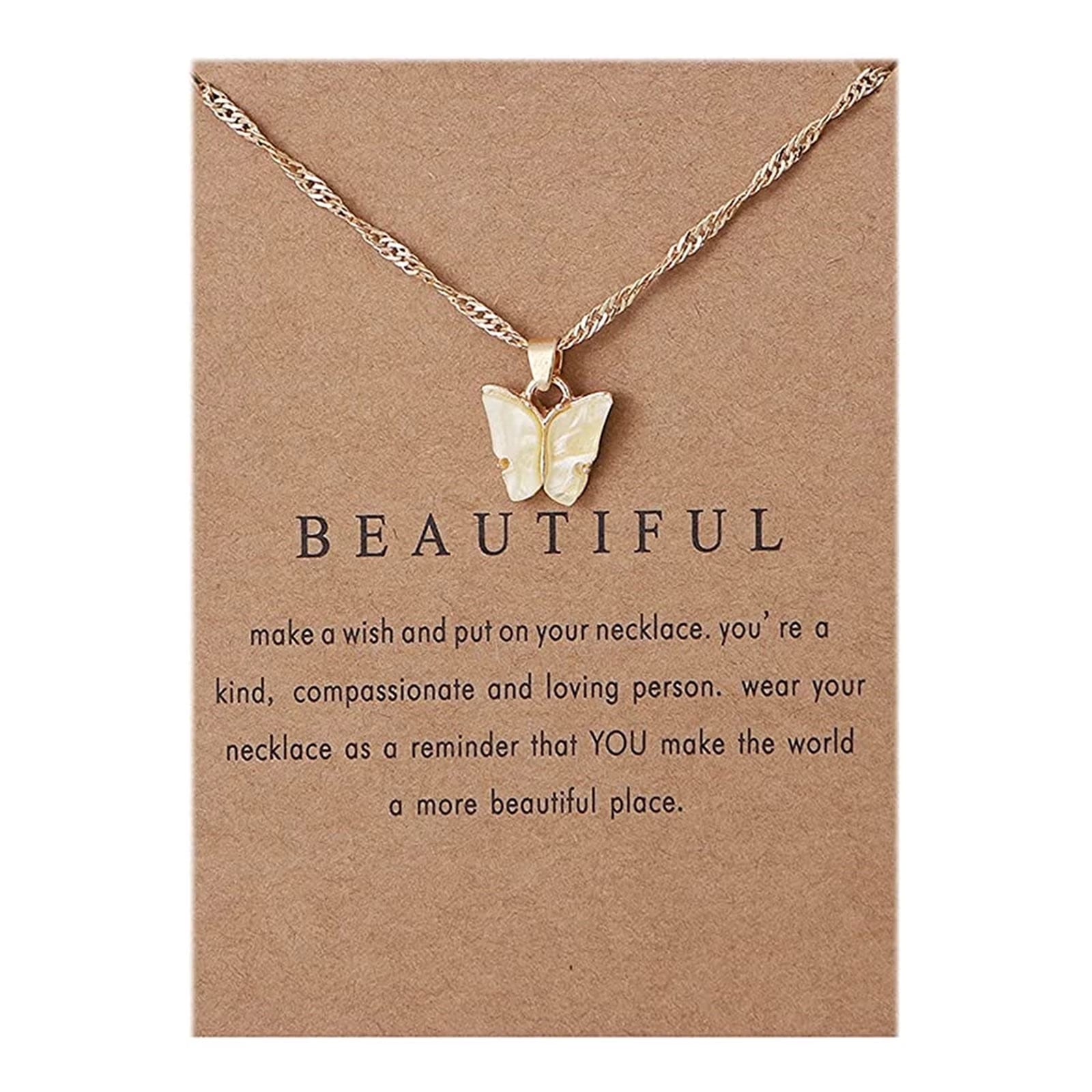 TIHLMK Friendship Necklace Sweet Butterfly Necklace Acrylic Color Clavicle Chain Necklace