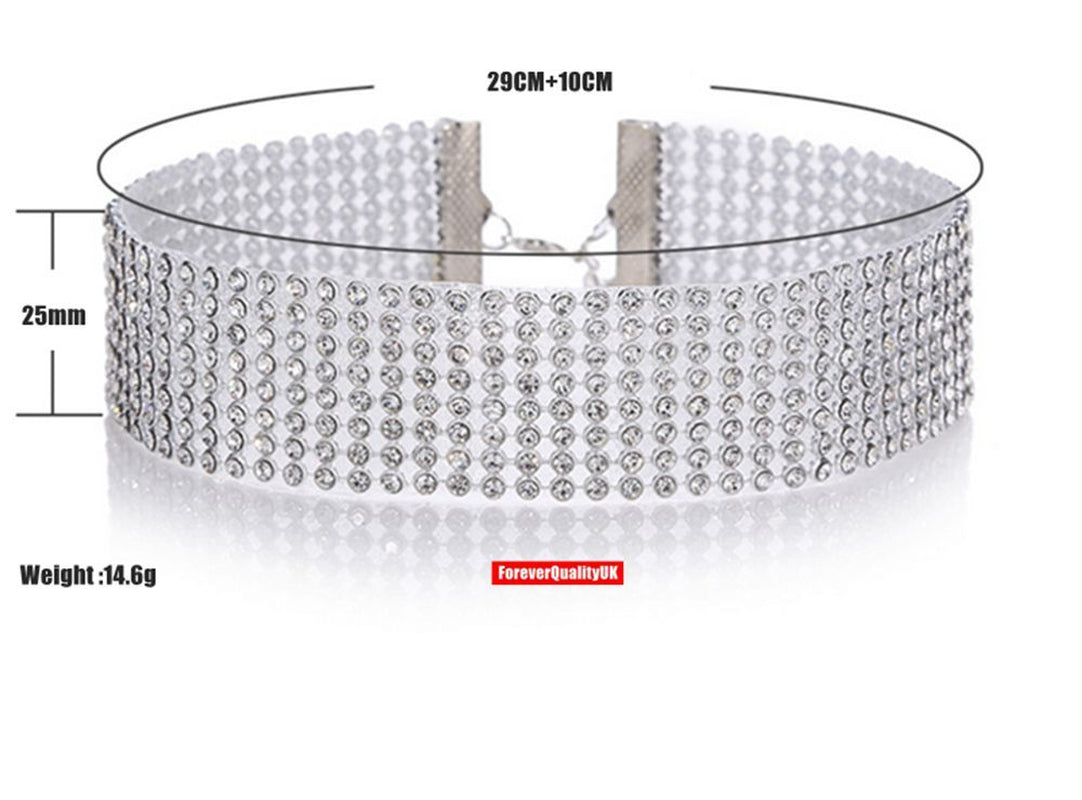 Fashion Women Full Diamond Crystal Rhinestone Choker Necklace Wedding Jewellery