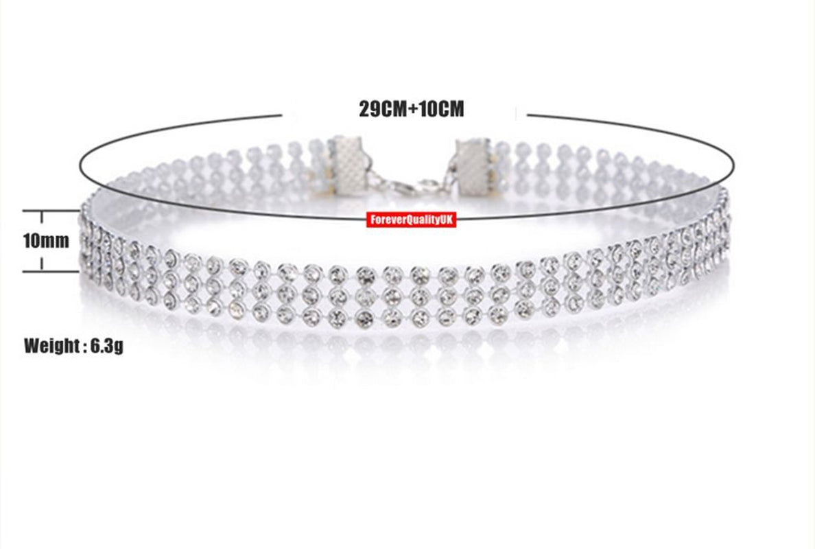Fashion Women Full Diamond Crystal Rhinestone Choker Necklace Wedding Jewellery